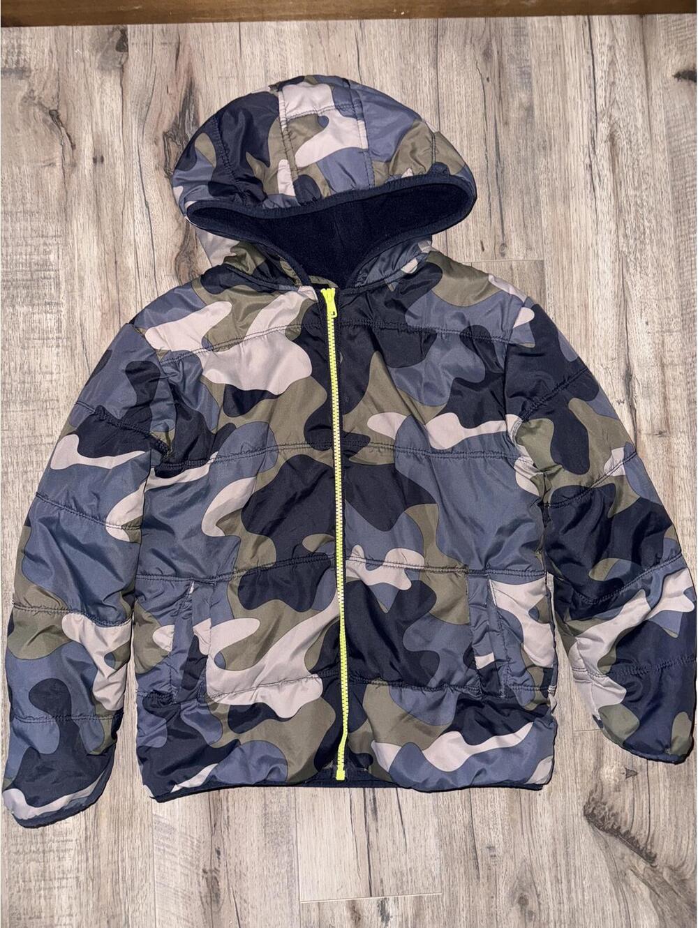 Boys Camo Winter Coat Puffer Quilted‎ Jacket Gymboree Medium 7/8 Gorpcore Blue